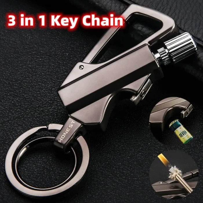 Creative Metal Keychain Lighter Wild Fire Ten Thousand Times Use Kerosene Lighters Gifts For Men - Image 3