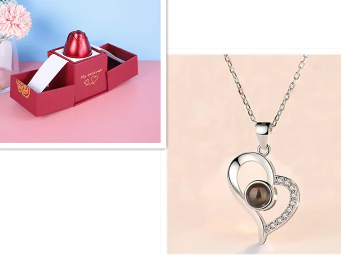 Hot Valentine's Day Gifts Metal Rose Jewelry Gift Box Necklace For Wedding Girlfriend Necklace Gifts - Image 16