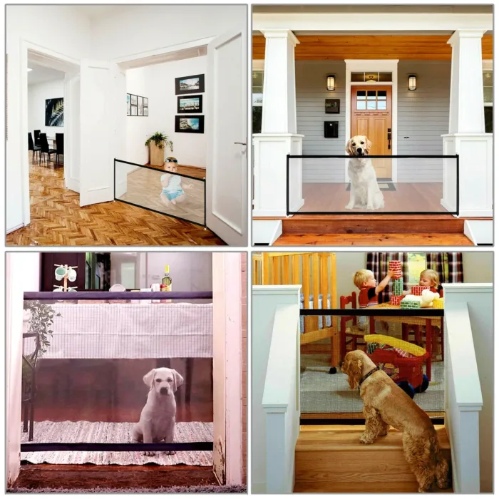 Pets Dog Cat Baby Safety Gate Mesh Fence Magic Portable Guard Net Stairs Doors - Image 4