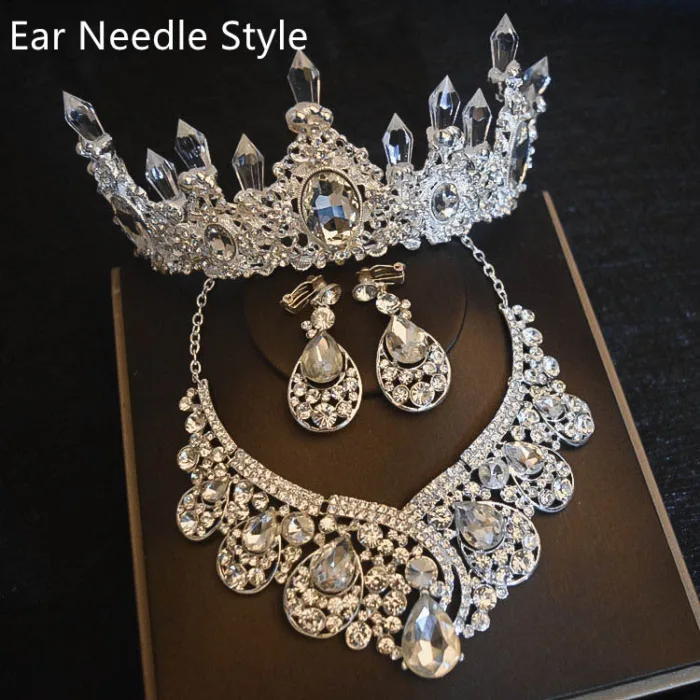 Bridal Headdress Flowers Wedding Hair Accessories Accessories Crown Necklace Earrings Three-piece Set Wedding Accessories - Image 2