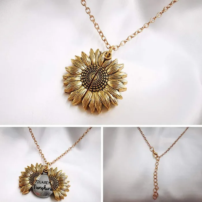 You Are My Sunshine Sunflower Necklace Women Men - Image 3