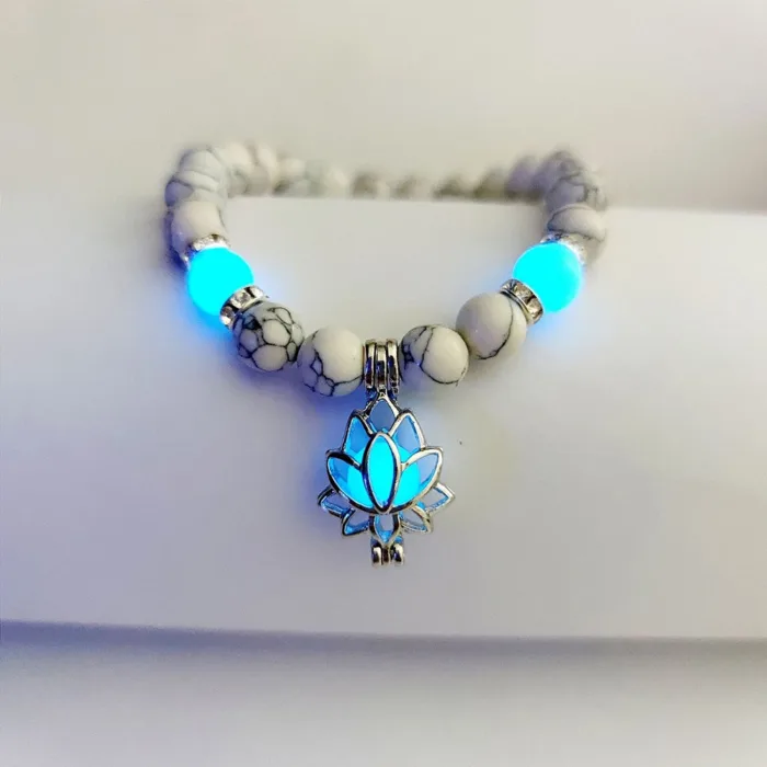 Energy Luminous Lotus Natural Stone Bracelet Yoga Healing Luminous Glow In The Dark Charm Beads Bracelet For Men Women Prayer Buddhism - Image 3