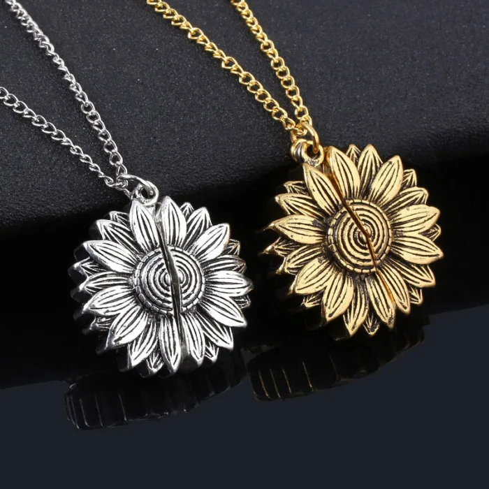 You Are My Sunshine Sunflower Necklace Women Men - Image 2