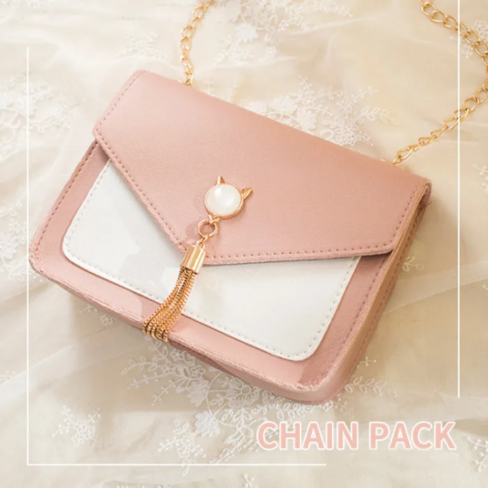 Small Messenger Bag New Sweet And Cute Cat Tassel Decoration Chain One Shoulder Small Square Bag Casual Messenger Bag - Image 8