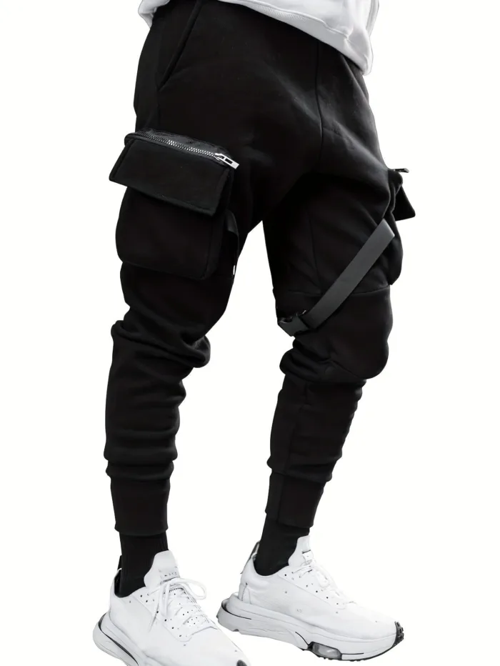 European Hip Hop Multi-pocket Ankle-tied Trousers - Image 7