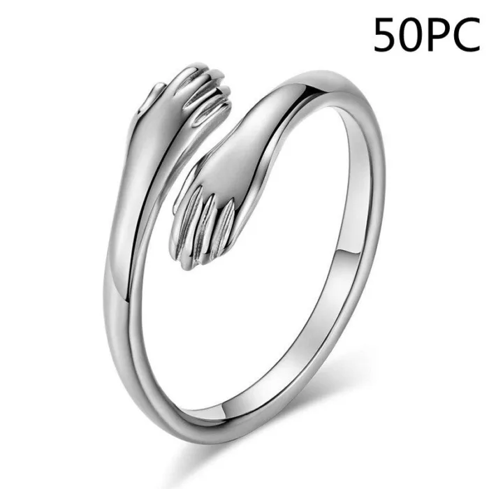 Alloy Simple Hands Hug Ring Opening Adjustable Jewelry - Image 13