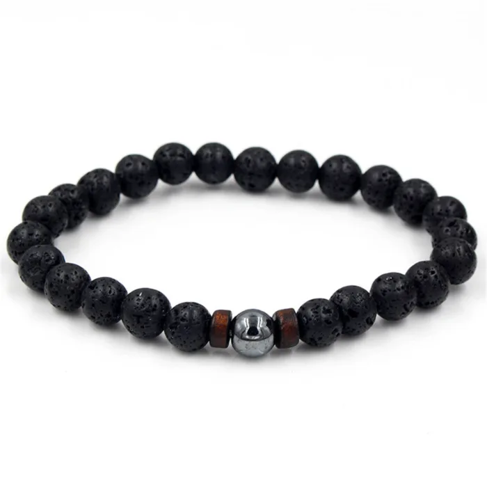 Personality Men's Black Volcanic Stone Bracelet - Image 16