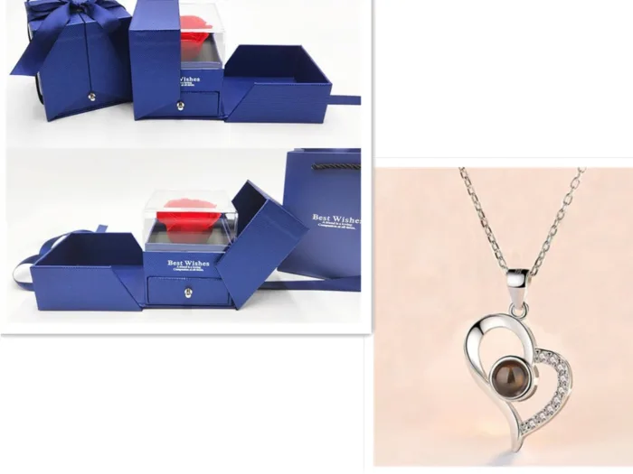 Hot Valentine's Day Gifts Metal Rose Jewelry Gift Box Necklace For Wedding Girlfriend Necklace Gifts - Image 19