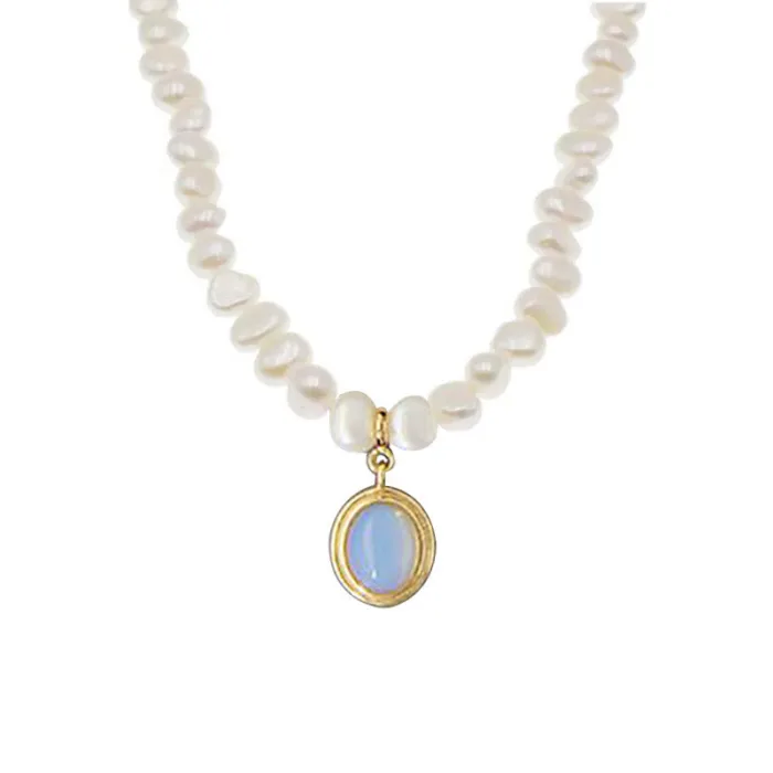 Round Medal Pearl Necklace Irregular Pearl - Image 5