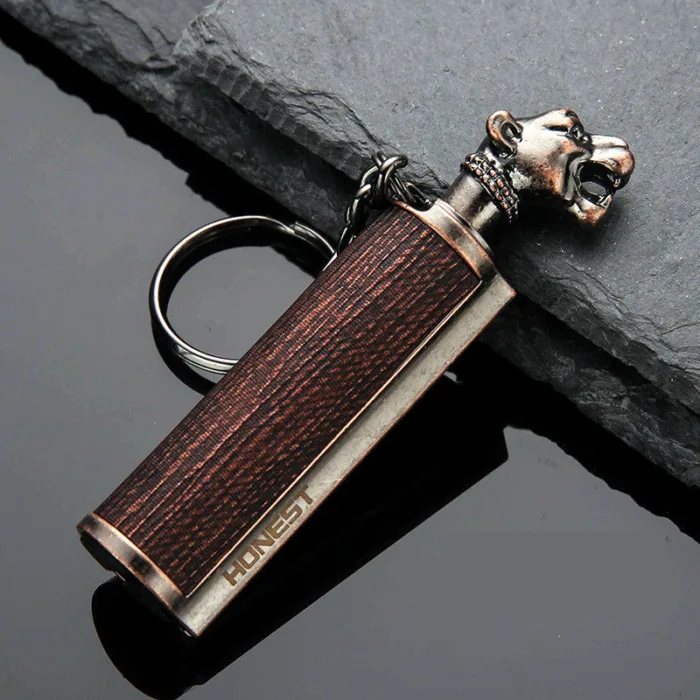 Creative Metal Keychain Lighter Wild Fire Ten Thousand Times Use Kerosene Lighters Gifts For Men - Image 13