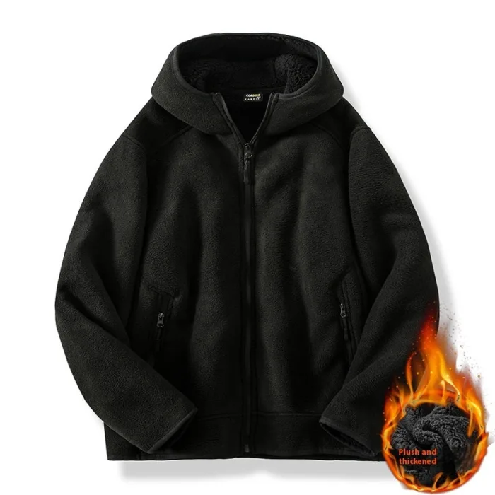 New Men's Autumn And Winter Polar Fleece Jacket Warm Jacket Cotton-padded Coat - Image 4