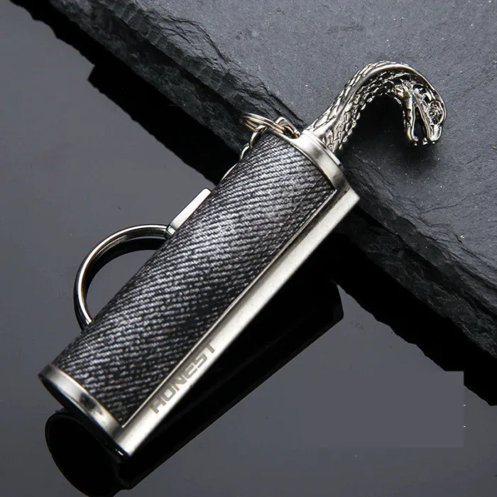 Creative Metal Keychain Lighter Wild Fire Ten Thousand Times Use Kerosene Lighters Gifts For Men - Image 19