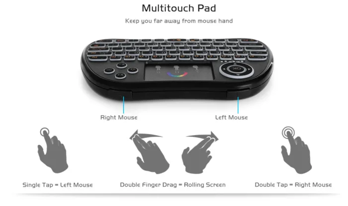 H9 Wireless Backlit Colorful Touch Remote Control Keyboard - Image 2