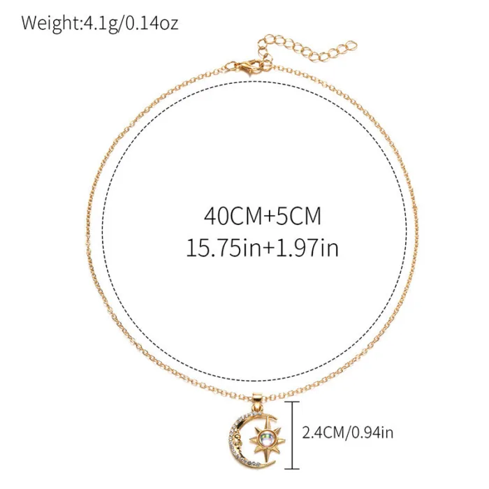 Fashion Jewelry Fashion Moon Star Zircon Pendant Necklace Stainless Steel Light Luxury Choker Jewelry Party Gifts For Women Girls - Image 7