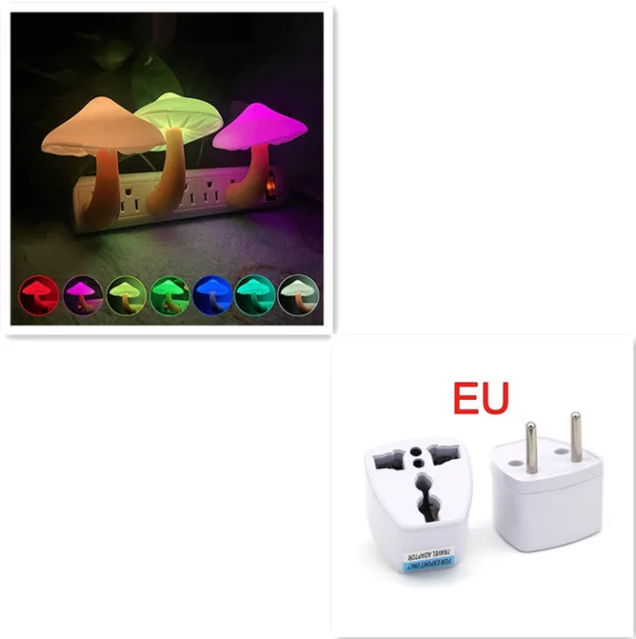 LED Night Light Mushroom Wall Socket Lamp EU US Plug Warm White Light-control Sensor Bedroom Light Home Decoration - Image 13