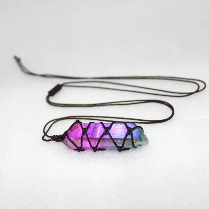 White Crystal Single Crystal Electroplating Double Color Net Pocket Necklace - Image 3