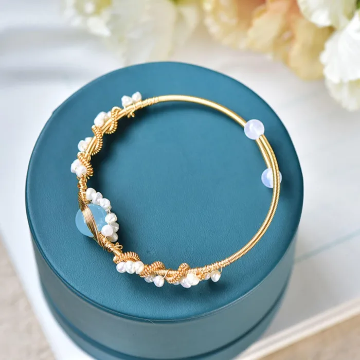 Pearl Bracelets For Women Gold Plating Pearl Bracelet Gold Wire Braided Vintage Style Bracelets Cuff Bracelets Fashion Bracelet - Image 6