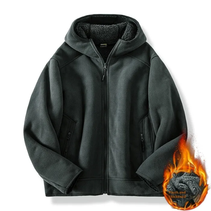 New Men's Autumn And Winter Polar Fleece Jacket Warm Jacket Cotton-padded Coat - Image 3